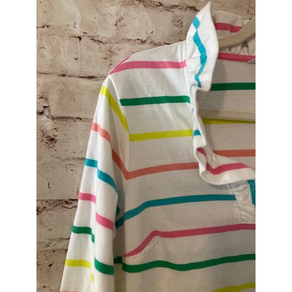 Crown & Ivy Shirt Women's Petite Medium Multicolor Rainbow Striped Ruffle V Neck - Picture 4 of 13